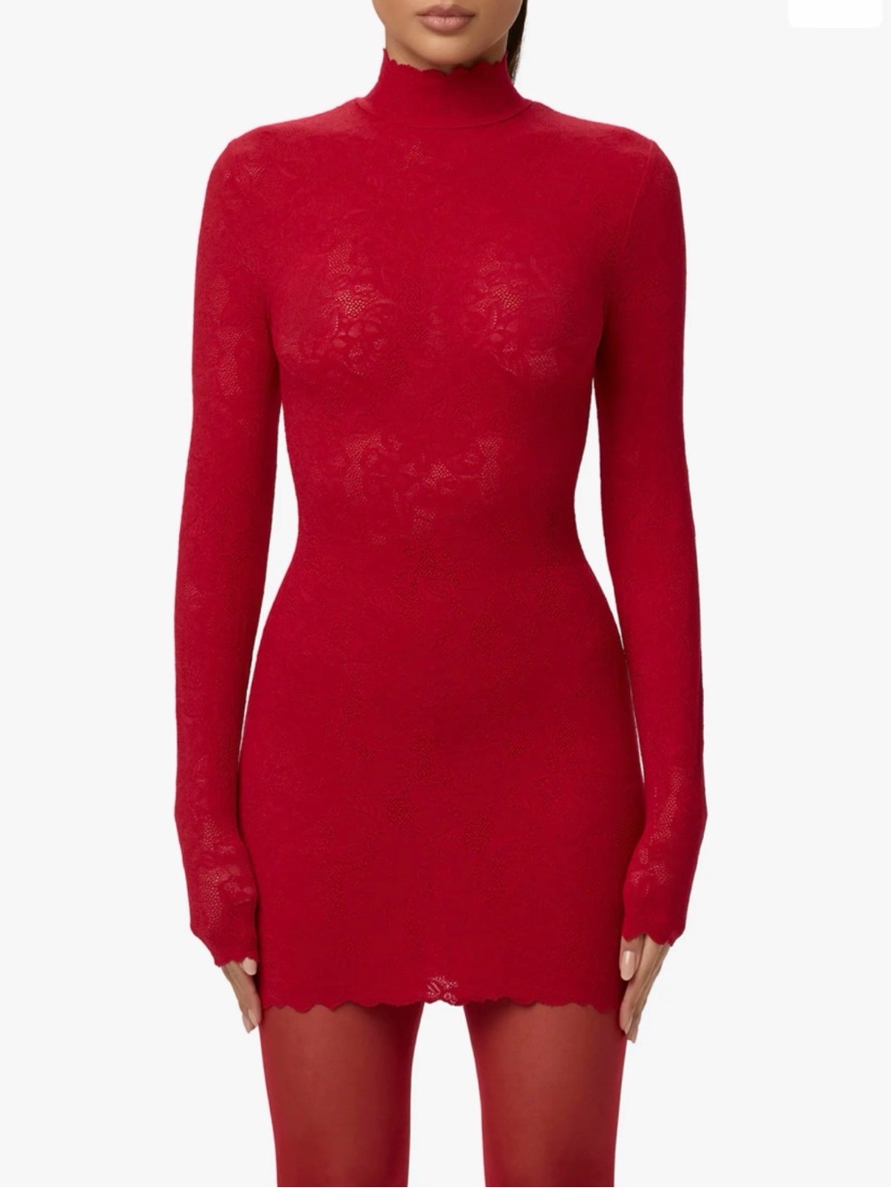 naked wardrobe Red Long-Sleeve Lace Bodycon Mini size M excellent condition